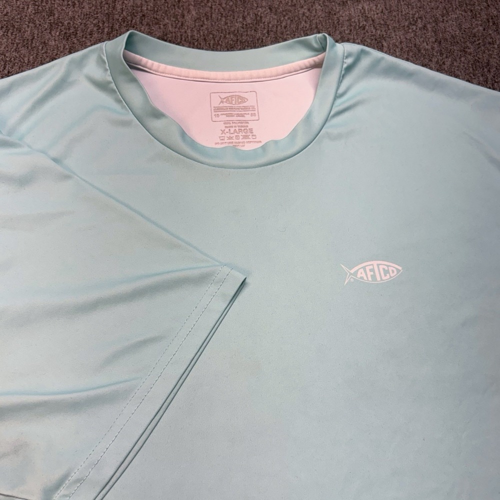 AFTCO Samurai Performance Fishing T Shirt Men's XL Light Green Short Sleeve
